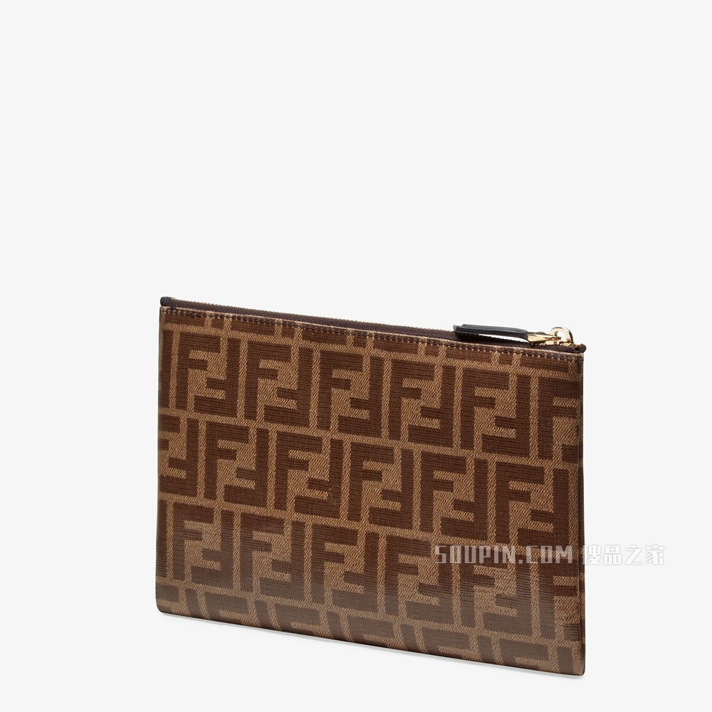 小号扁平手拿包 棕色布料手拿包