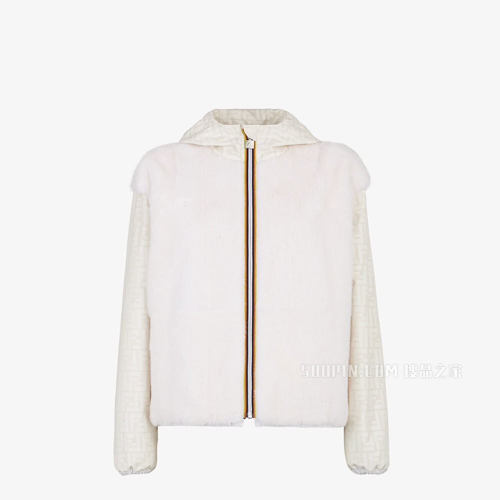 风衣 白色貂毛夹克