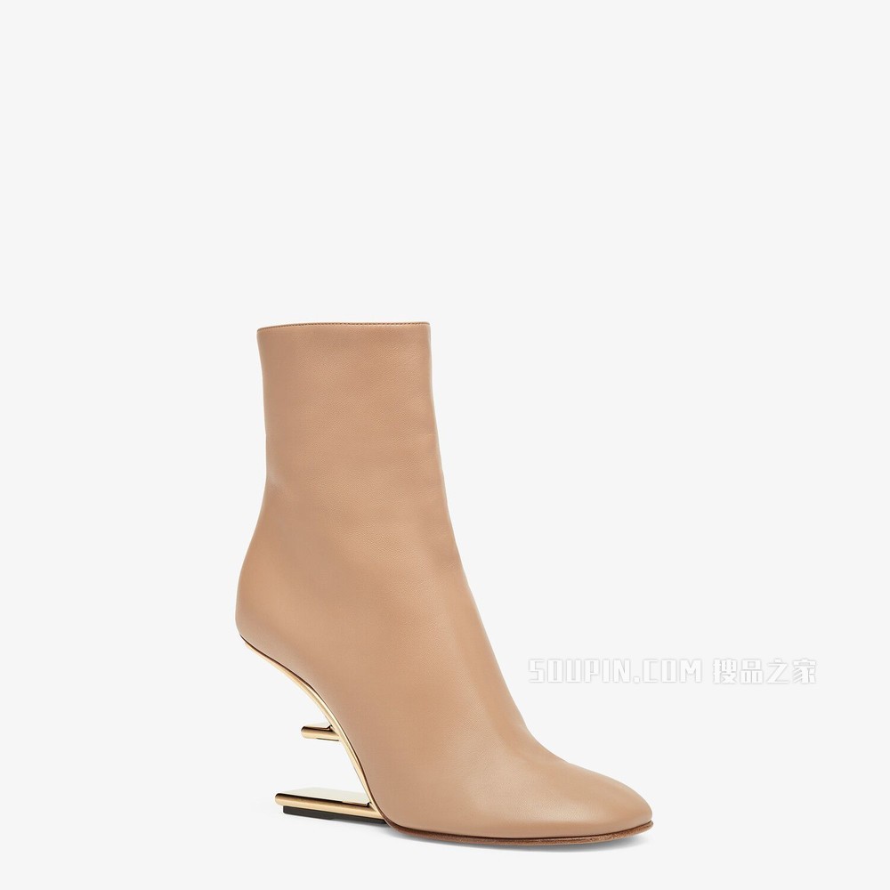 FENDI FIRST 米色纳帕皮革高跟靴