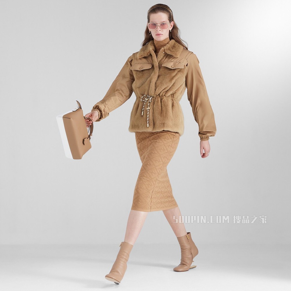 FENDI FIRST 米色纳帕皮革高跟靴