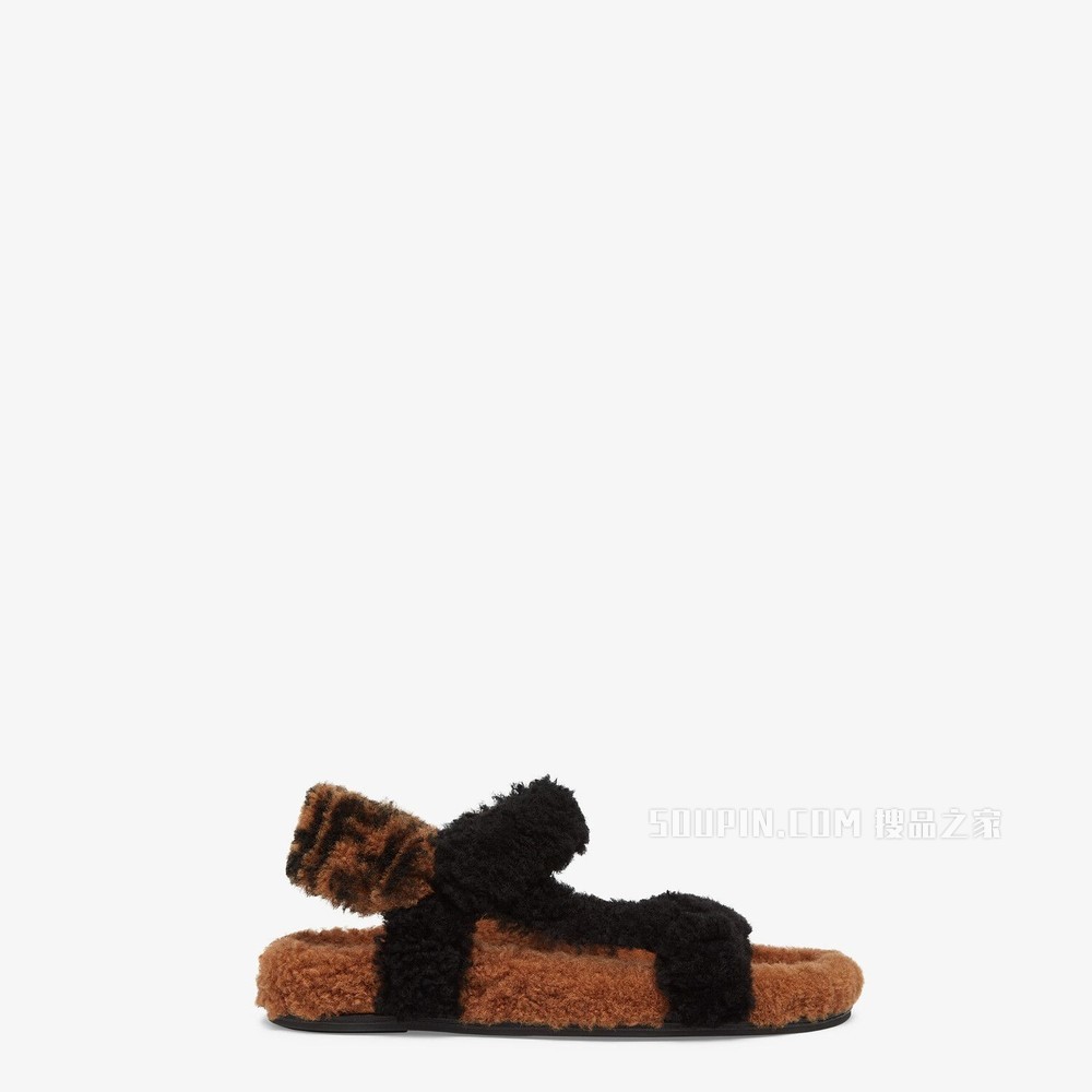 FENDI FEEL 拼色羊皮凉鞋