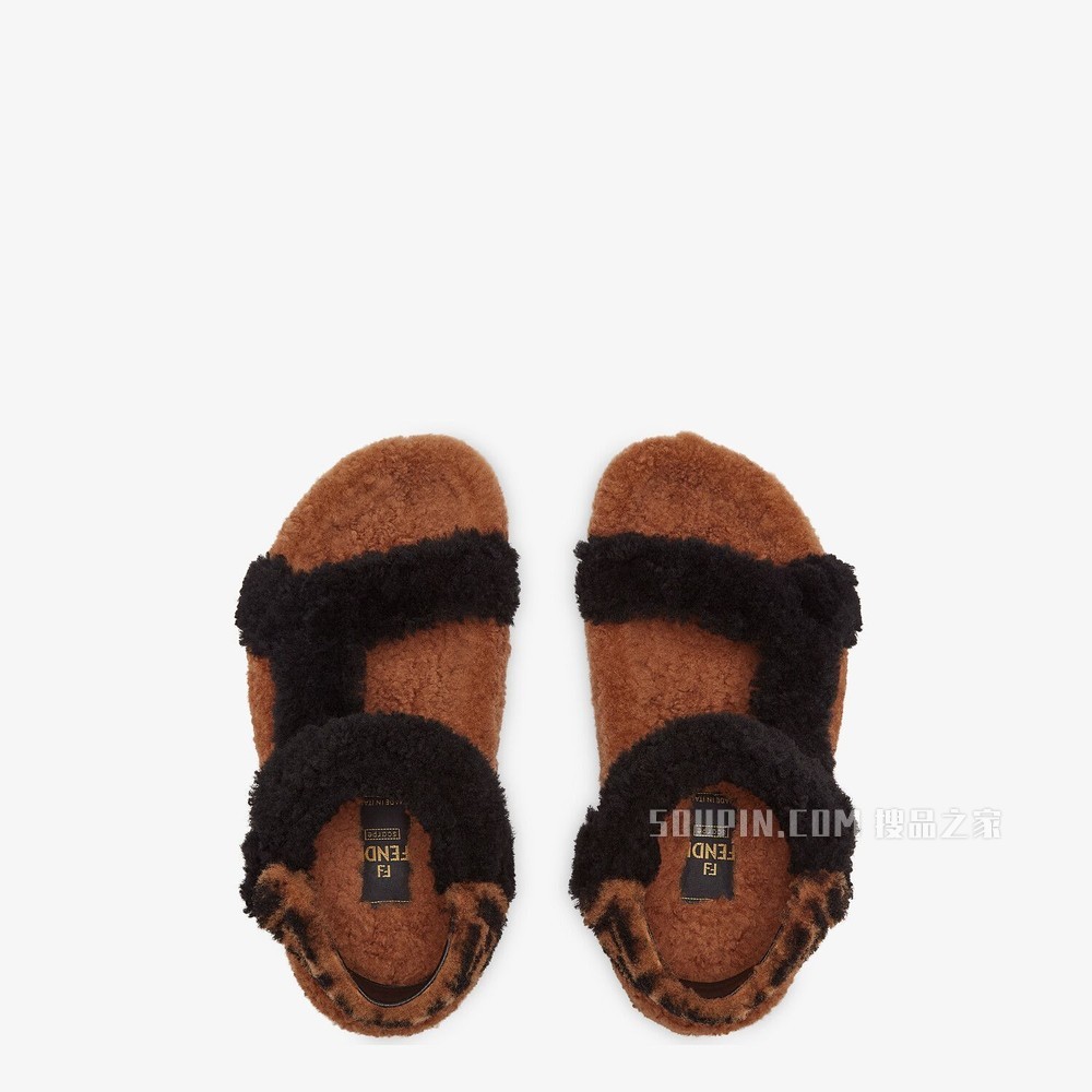FENDI FEEL 拼色羊皮凉鞋