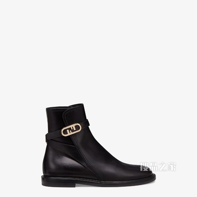 FENDI O’LOCK 黑色皮革低跟靴