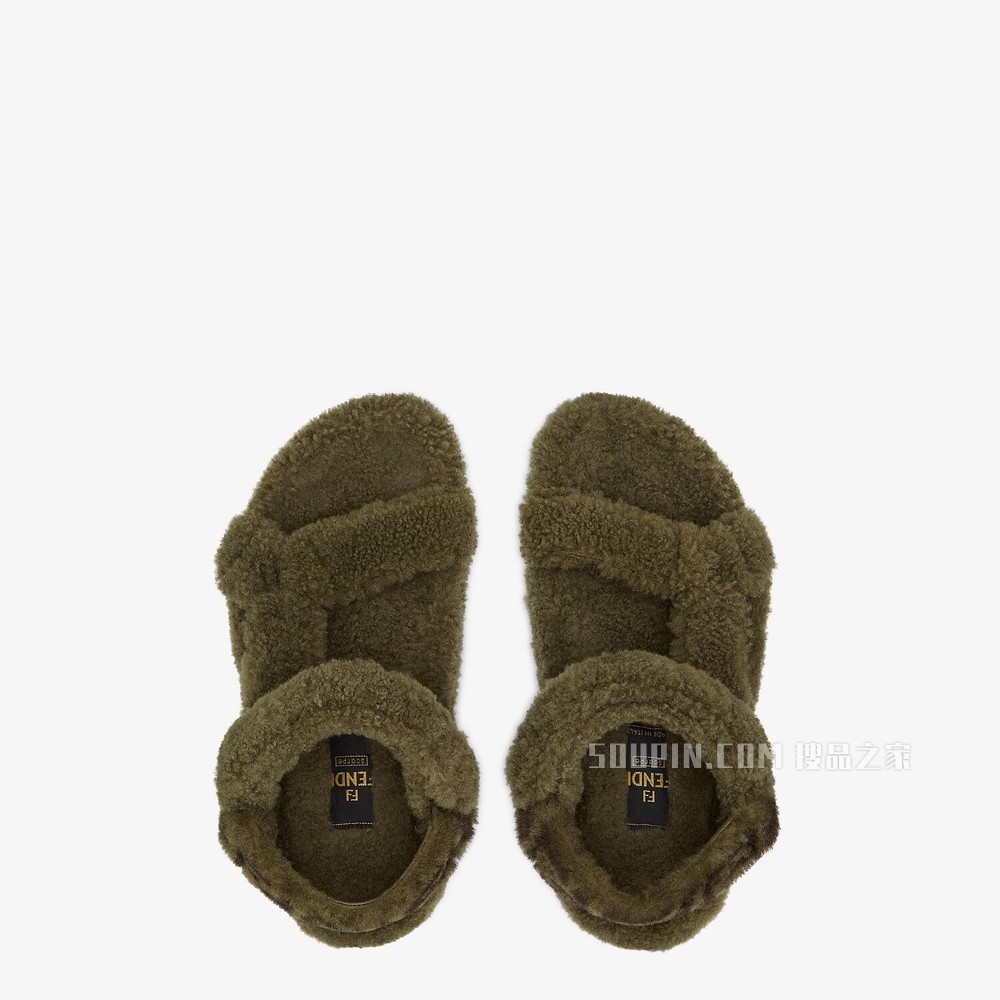 FENDI FEEL 绿色羊皮凉鞋