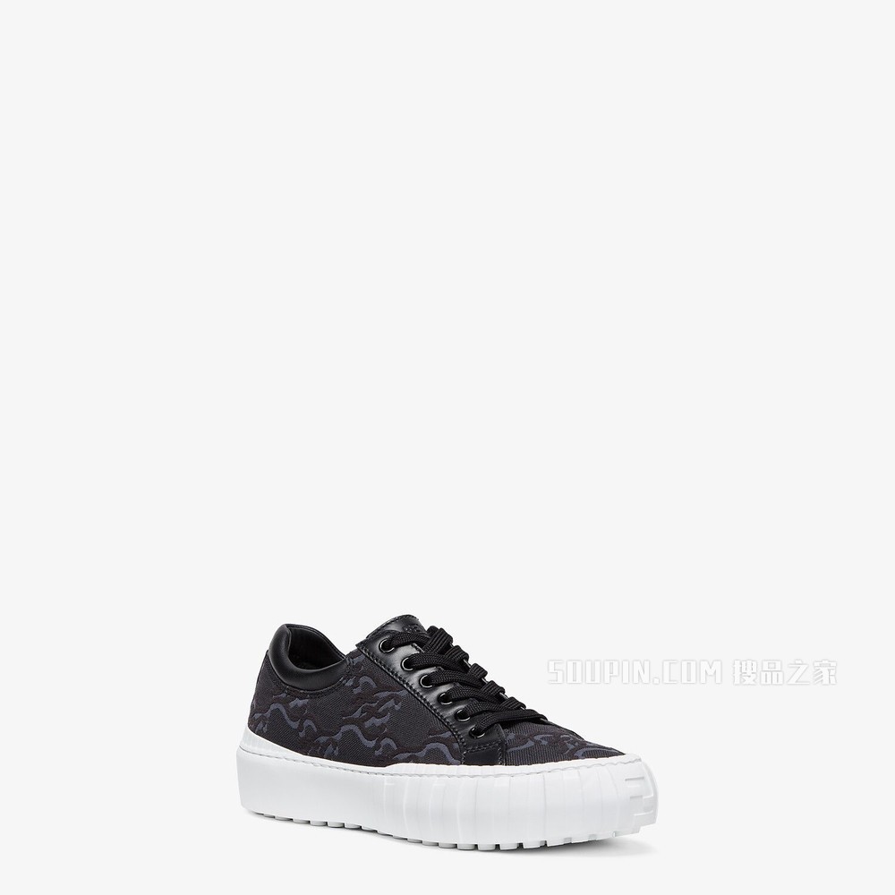 FENDI FORCE 黑色布料低帮鞋