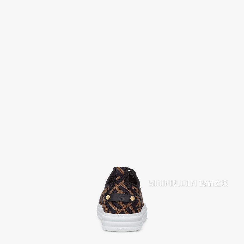 FENDI RISE 棕色布料厚底鞋