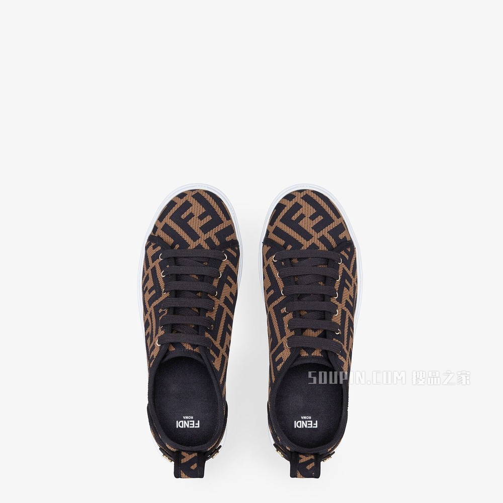 FENDI RISE 棕色布料厚底鞋