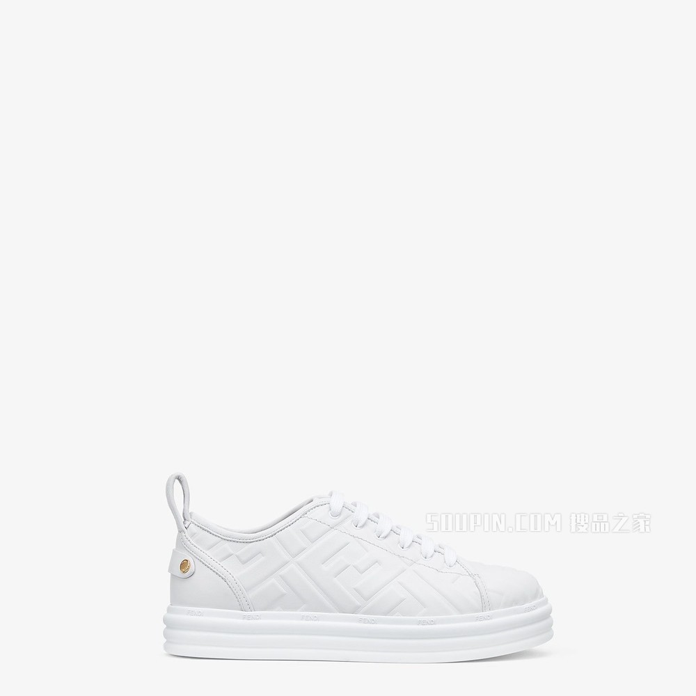 FENDI RISE 白色皮革厚底运动鞋