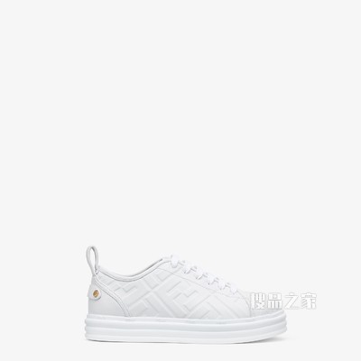 FENDI RISE 白色皮革厚底运动鞋