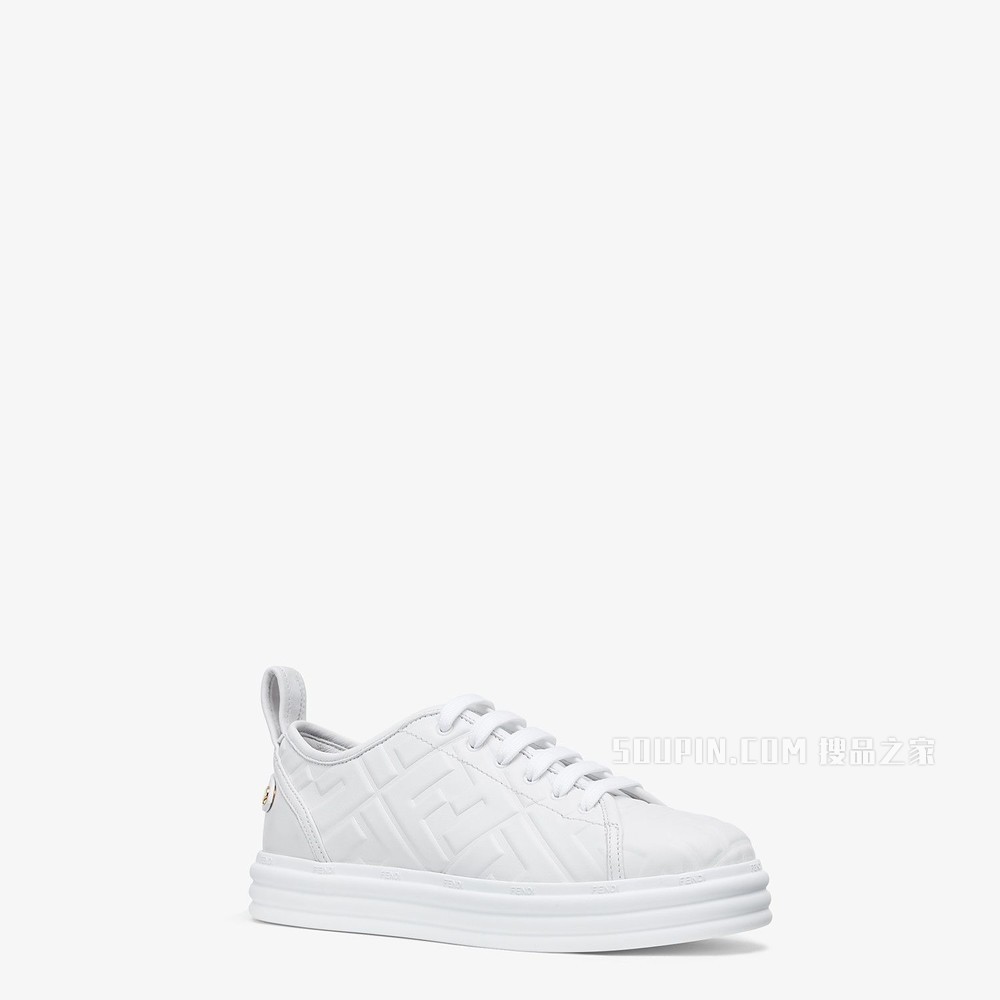 FENDI RISE 白色皮革厚底运动鞋