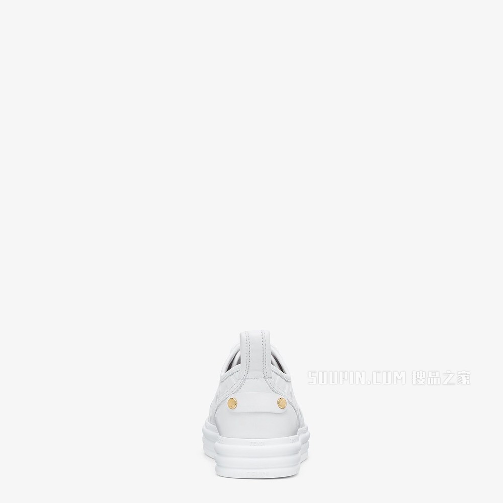 FENDI RISE 白色皮革厚底运动鞋