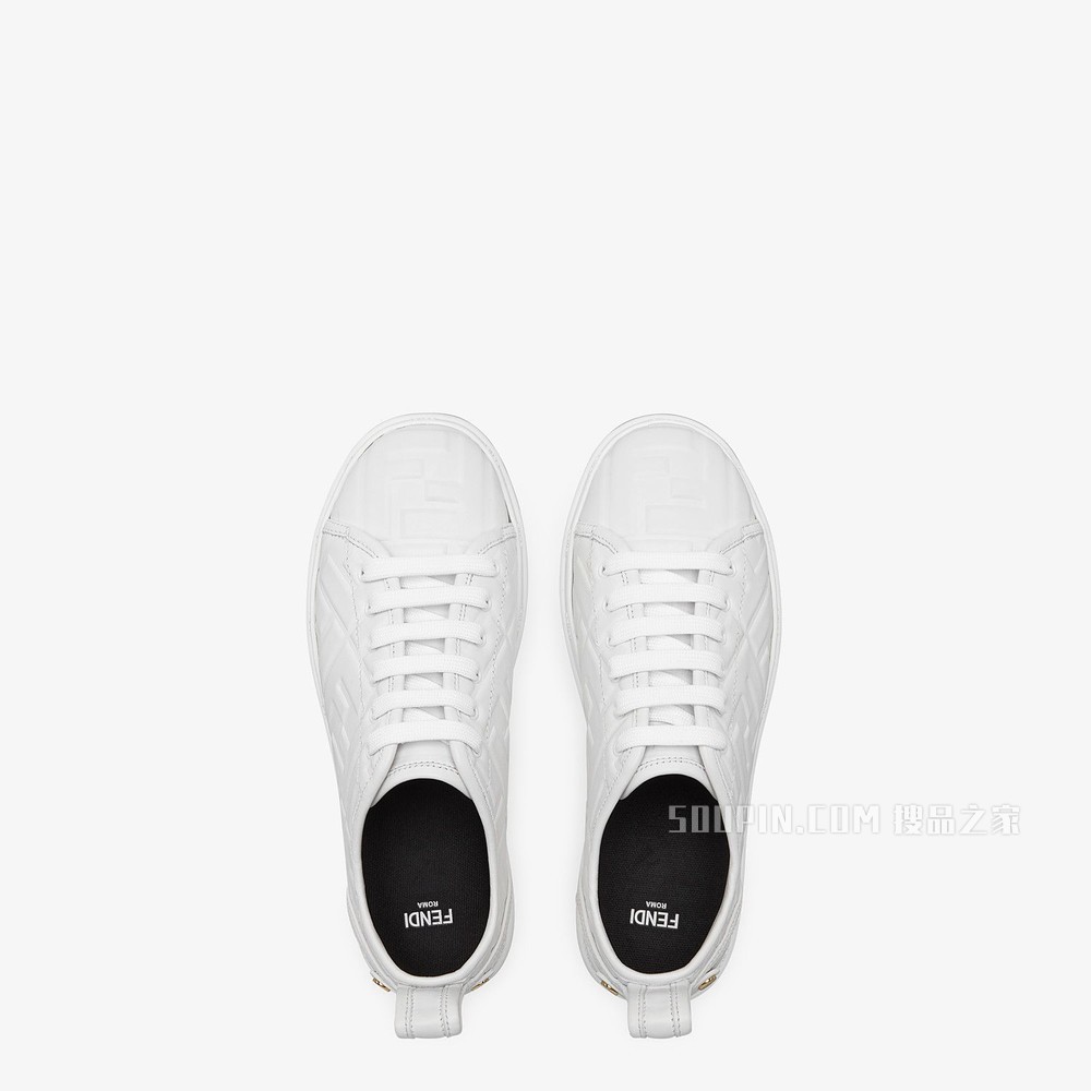 FENDI RISE 白色皮革厚底运动鞋