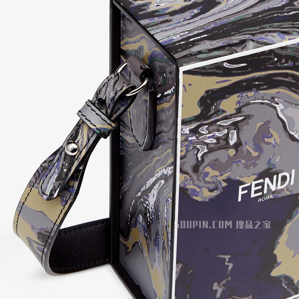 FENDI PACK盒子造型手袋 大理石纹皮革手袋