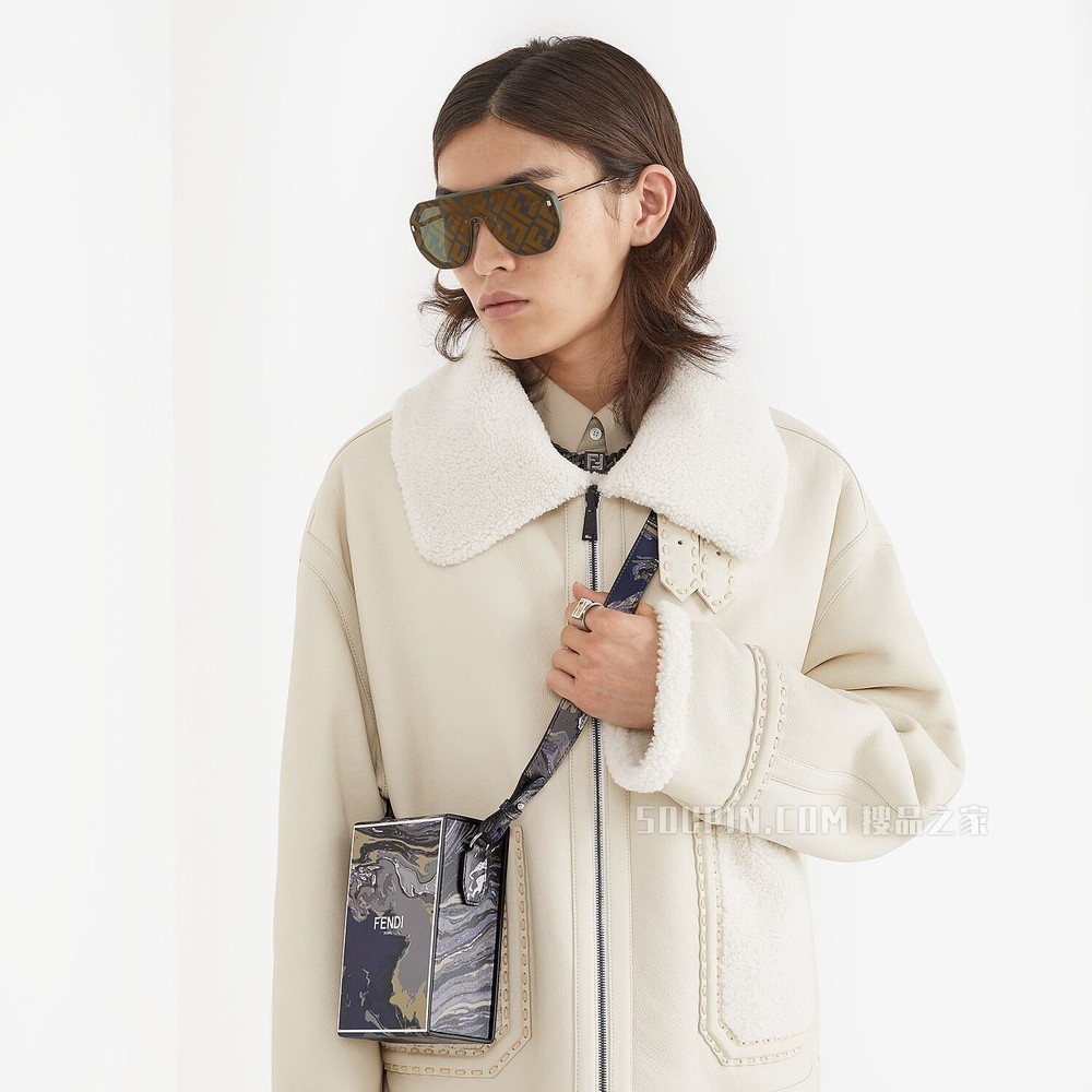 FENDI PACK盒子造型手袋 大理石纹皮革手袋