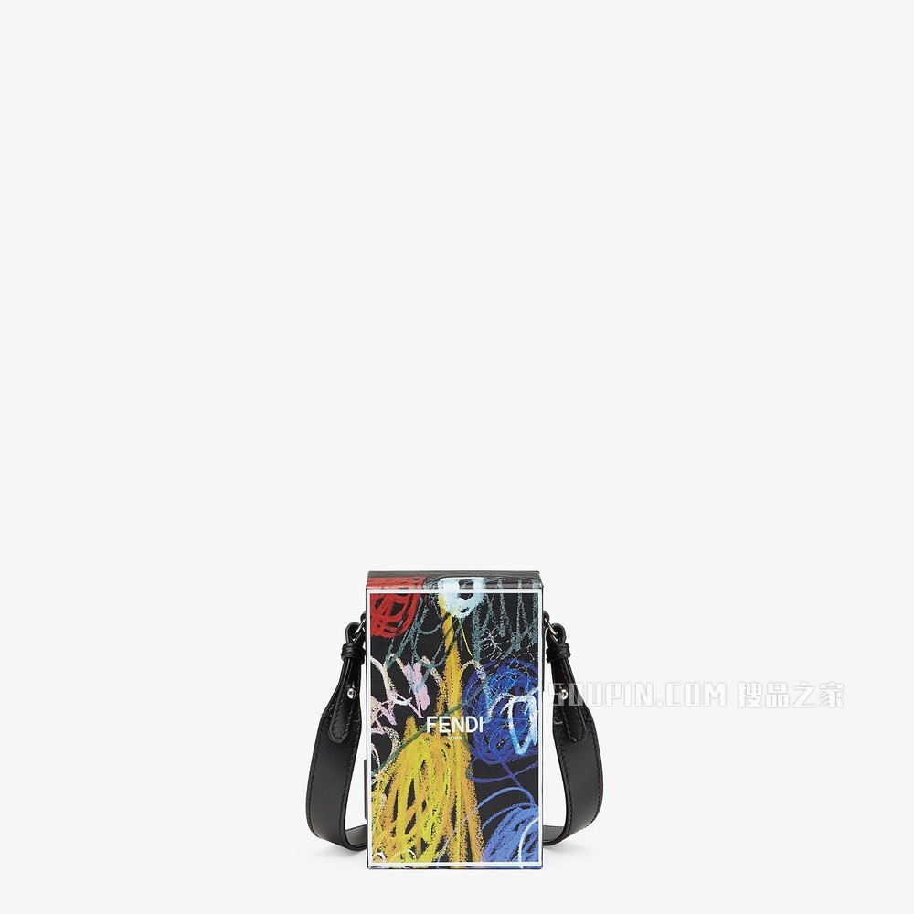 FENDI PACK盒子造型手袋 拼色印花皮革手袋