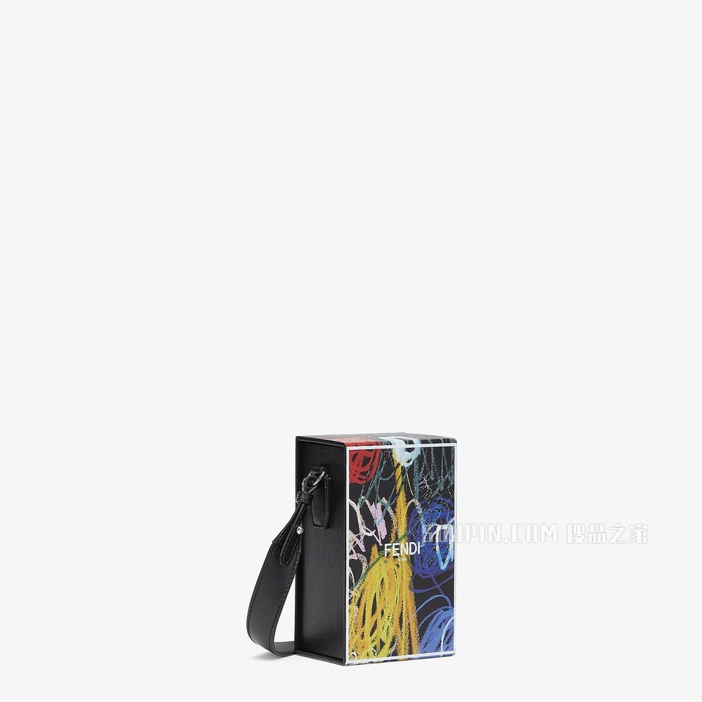 FENDI PACK盒子造型手袋 拼色印花皮革手袋