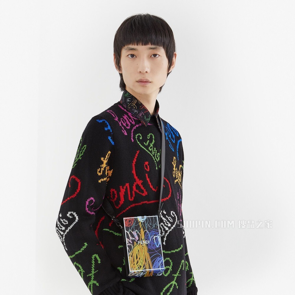 FENDI PACK盒子造型手袋 拼色印花皮革手袋