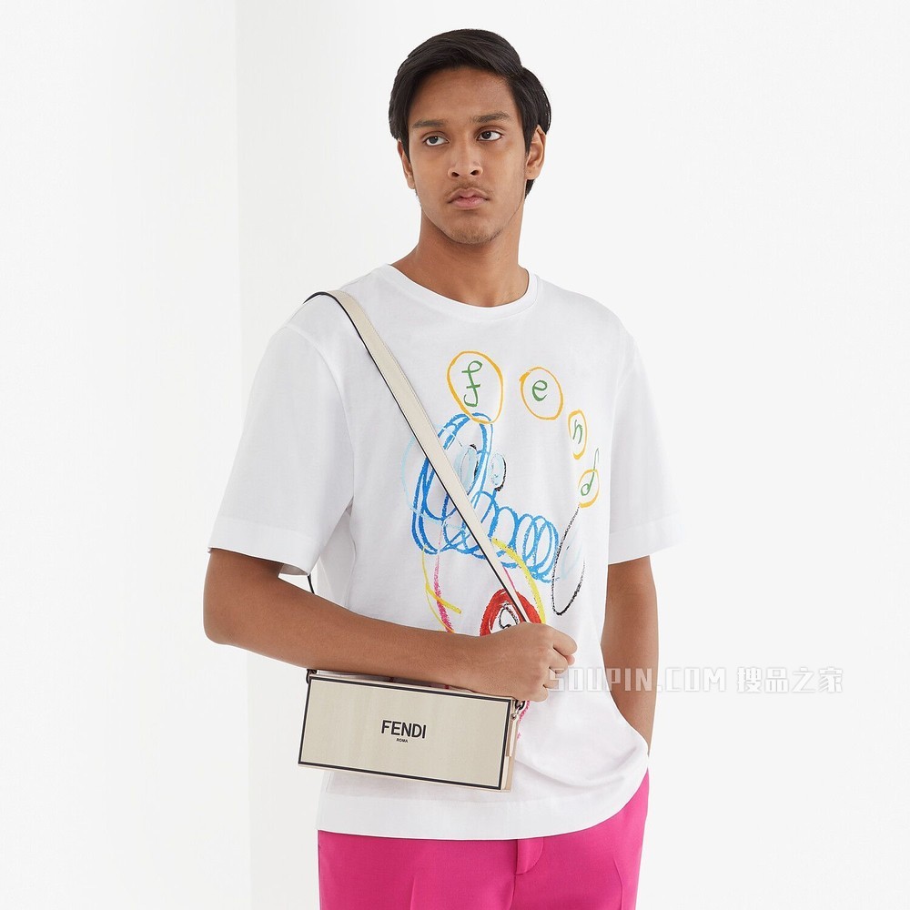 FENDI　手袋 FENDI/芬迪】FENDI PACK盒子造型手袋白色皮革手袋