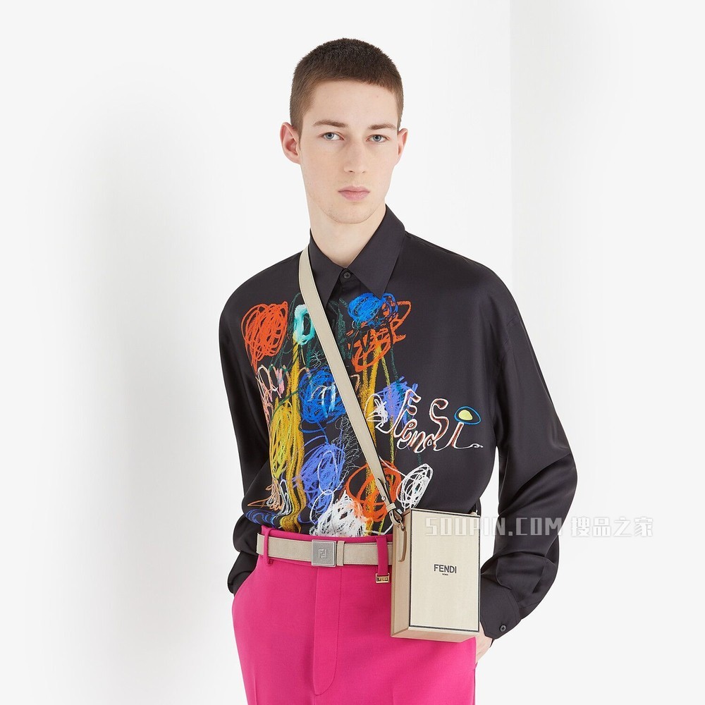 FENDI PACK盒子造型手袋 白色皮革手袋