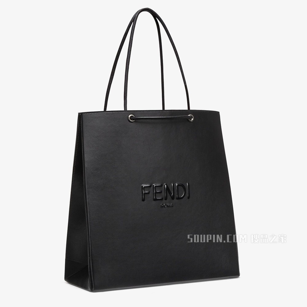 FENDI PACK中号购物袋 黑色皮革手袋