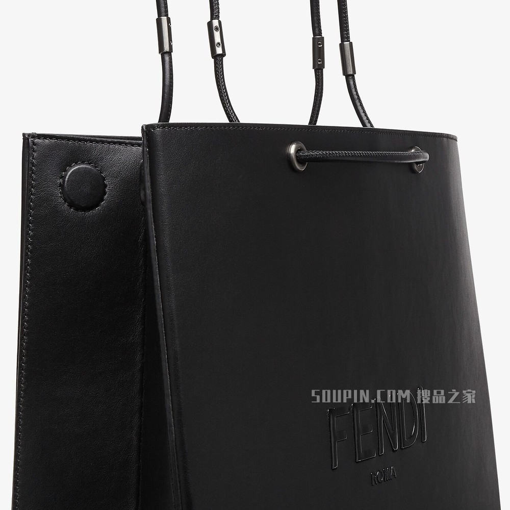FENDI PACK中号购物袋 黑色皮革手袋