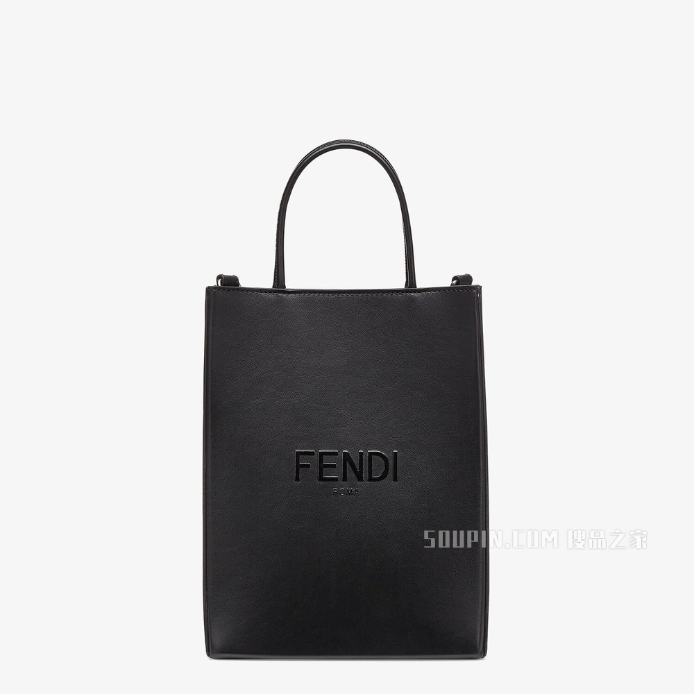 FENDI PACK小号购物袋 黑色皮革手袋