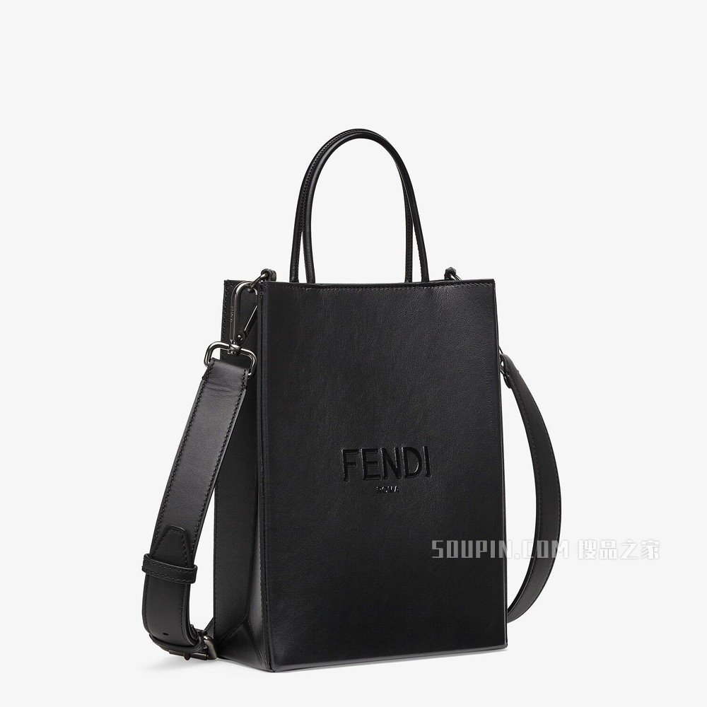 FENDI PACK小号购物袋 黑色皮革手袋