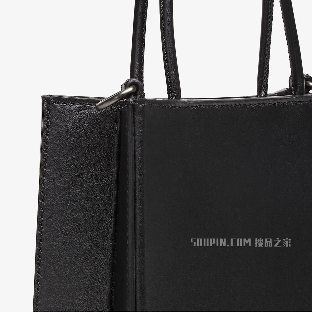 FENDI PACK小号购物袋 黑色皮革手袋