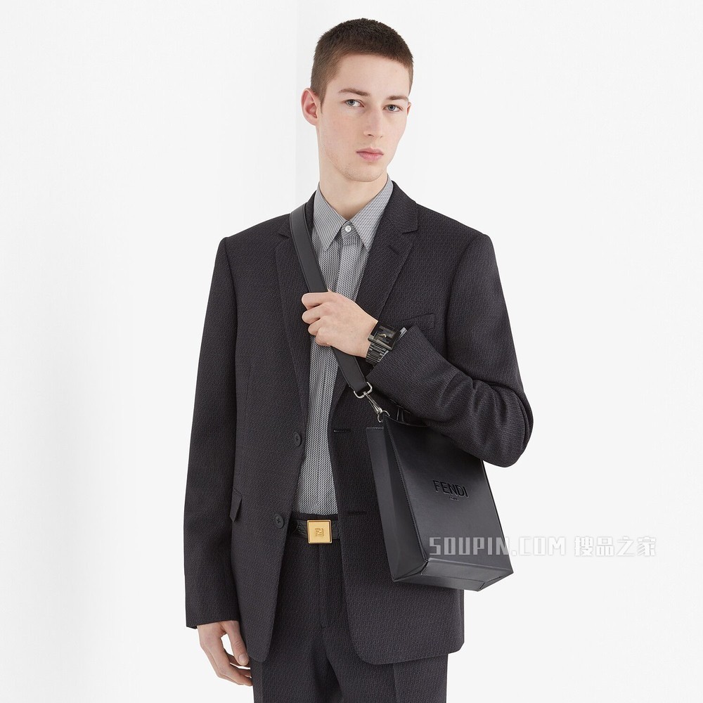 FENDI PACK小号购物袋 黑色皮革手袋