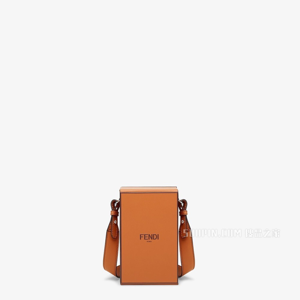 FENDI PACK盒子造型手袋 棕色皮革手袋