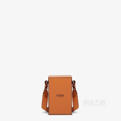 FENDI PACK盒子造型手袋 棕色皮革手袋
