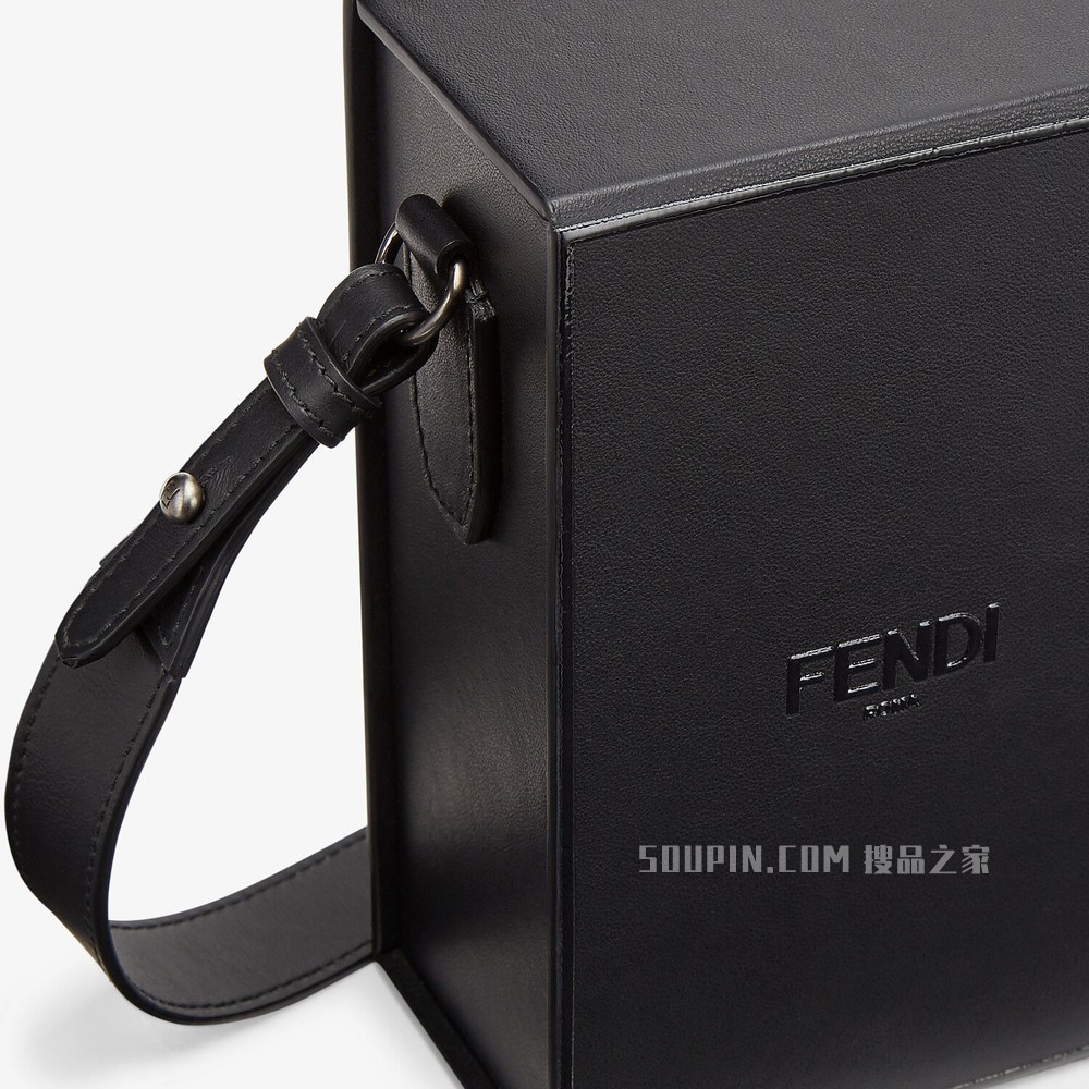 FENDI PACK盒子造型手袋 黑色皮革手袋