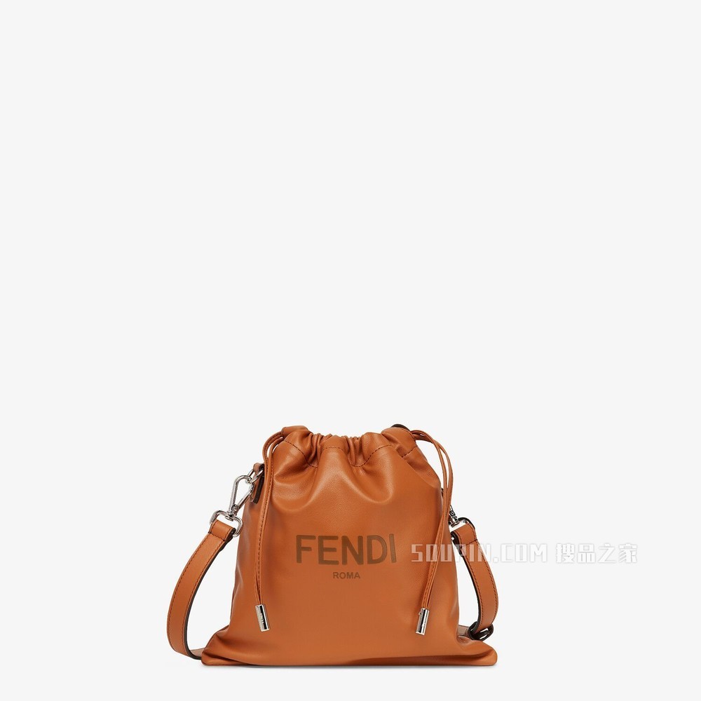 FENDI PACK小号手拿包 棕色皮革手袋