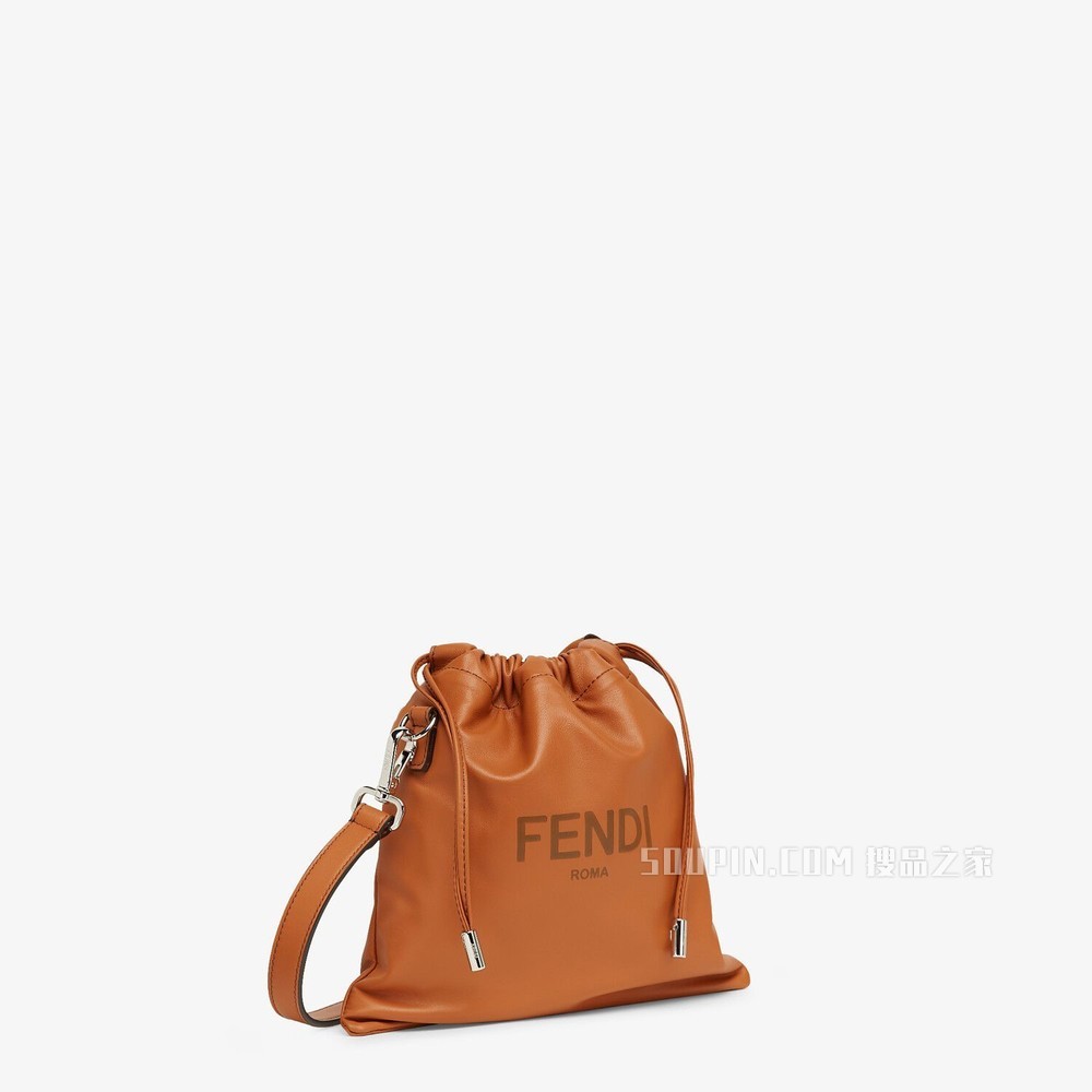 FENDI PACK小号手拿包 棕色皮革手袋