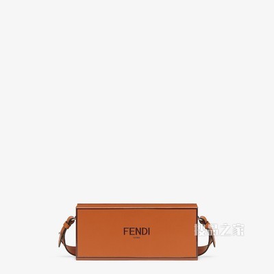 FENDI PACK盒子造型手袋 棕色皮革手袋