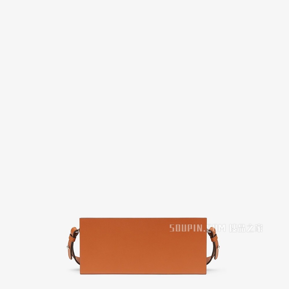 FENDI PACK盒子造型手袋 棕色皮革手袋