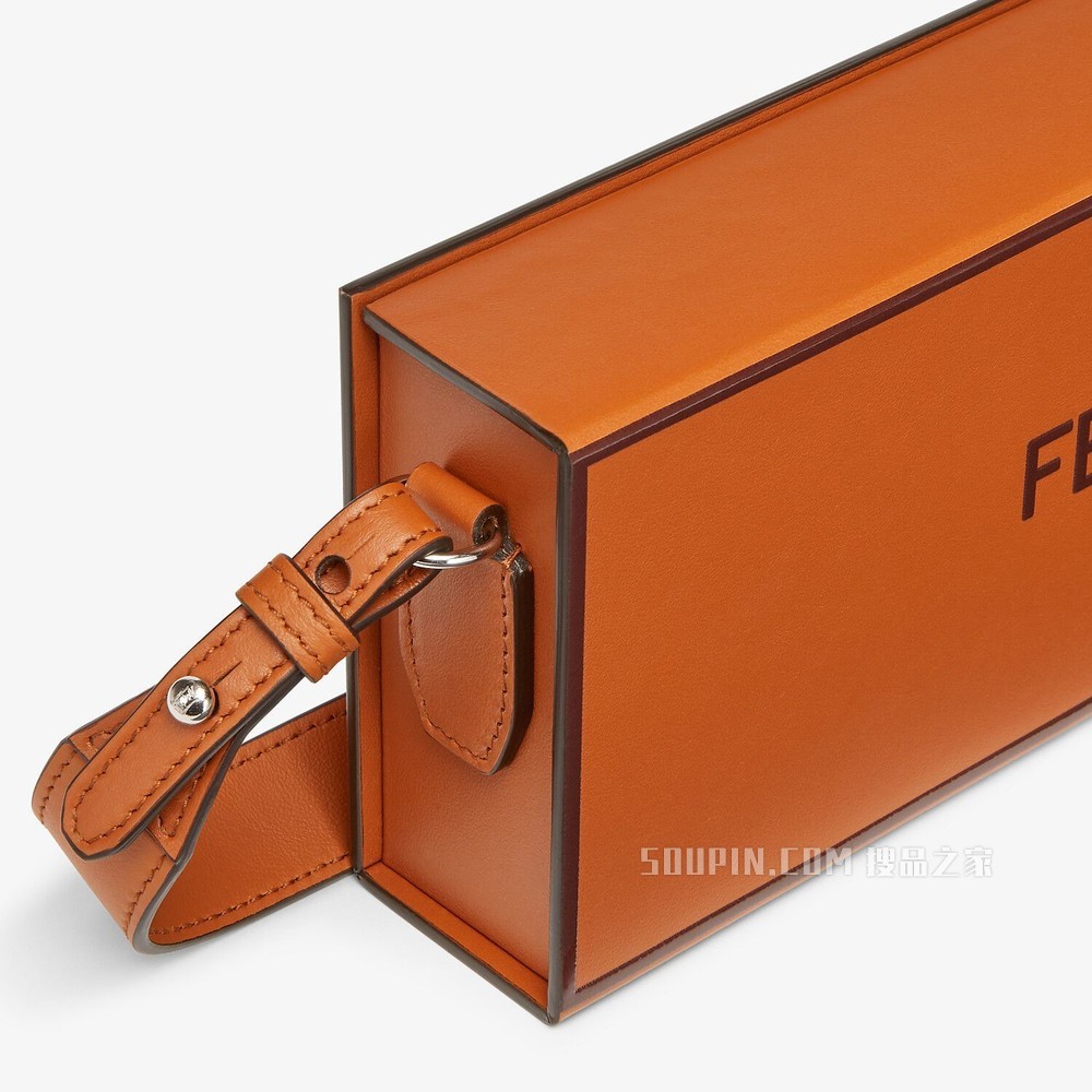 FENDI PACK盒子造型手袋 棕色皮革手袋