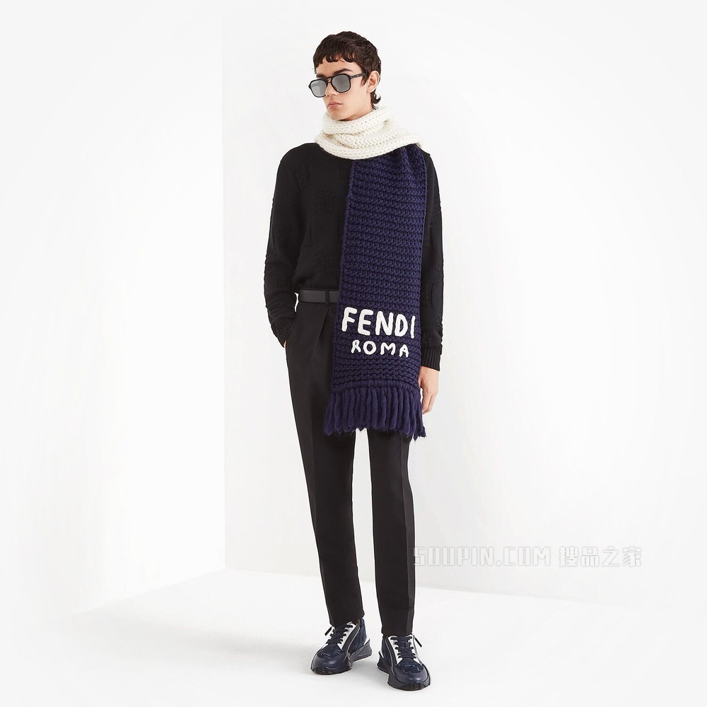 FENDI FLOW 蓝色布料低帮鞋