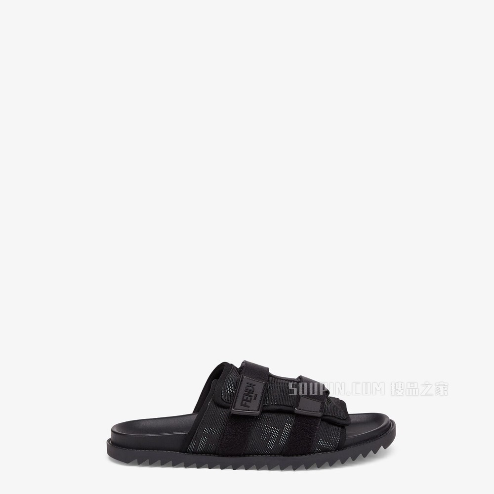 凉鞋 黑色布料凉鞋