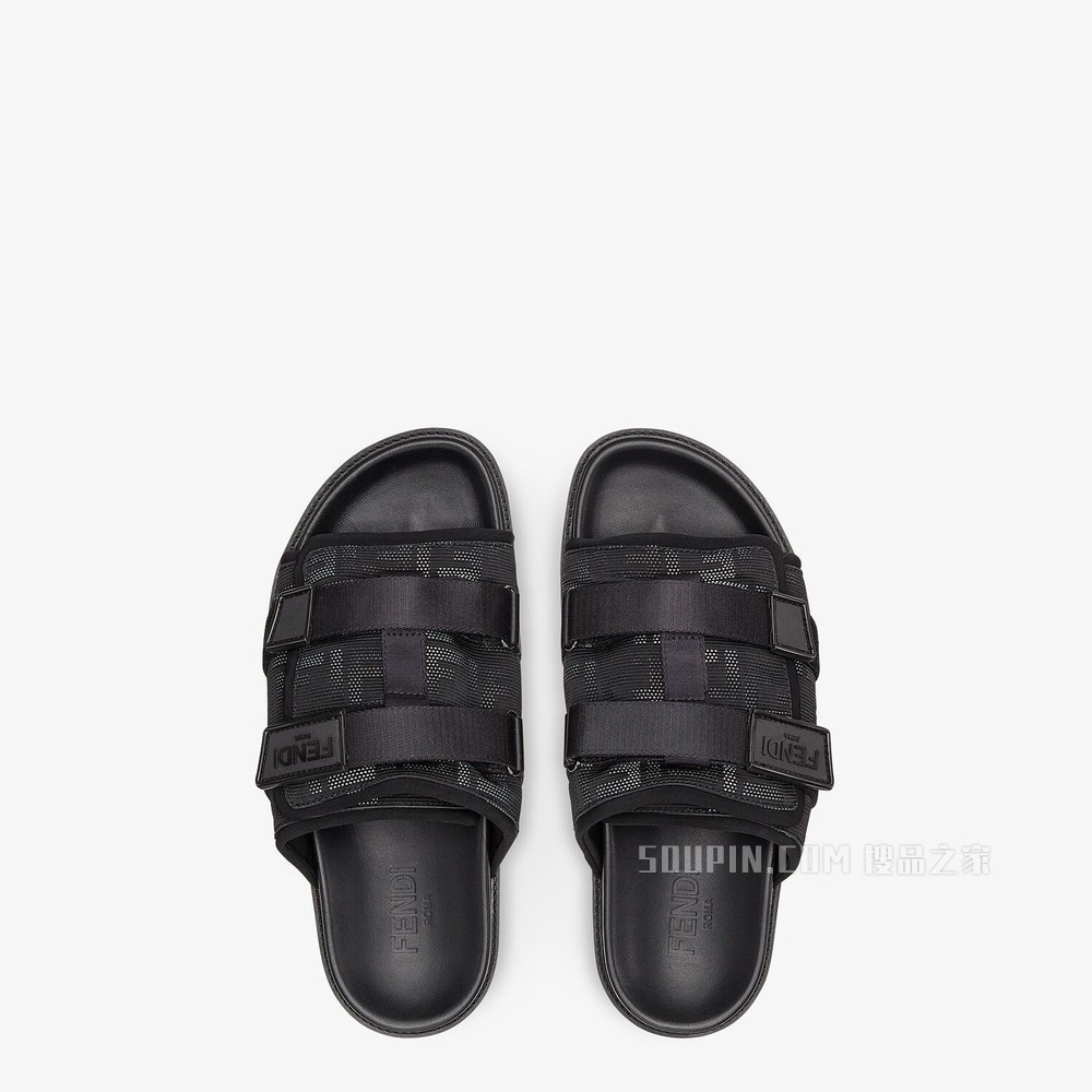 凉鞋 黑色布料凉鞋