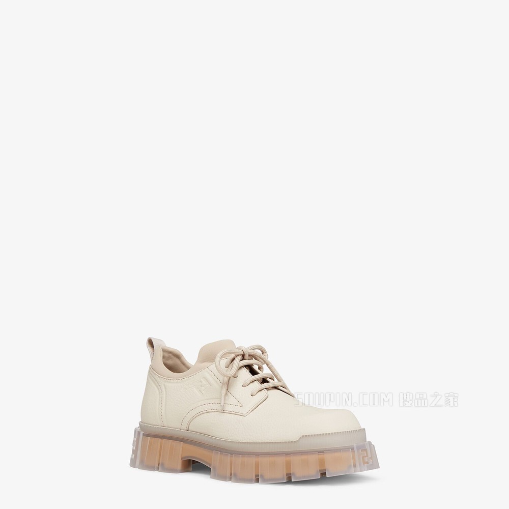 FENDI FORCE 米色皮革系带鞋