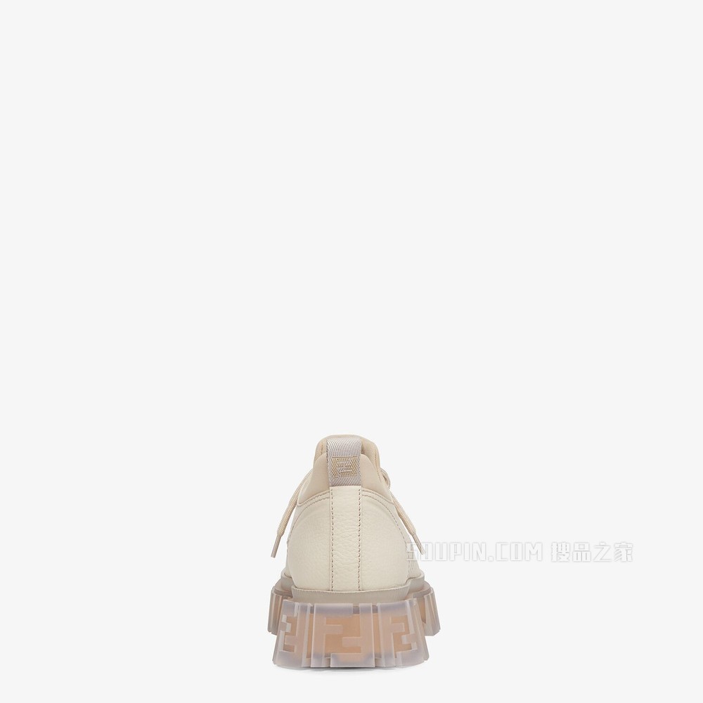 FENDI FORCE 米色皮革系带鞋