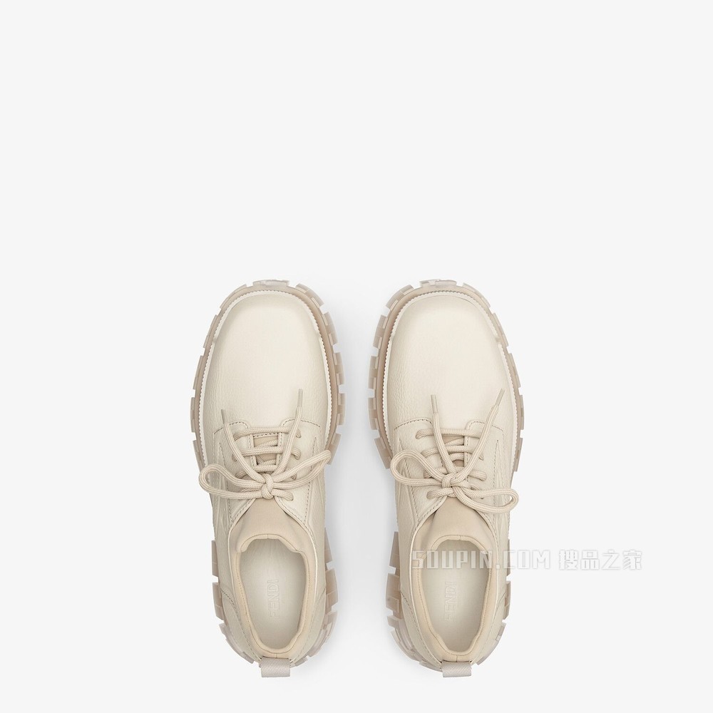 FENDI FORCE 米色皮革系带鞋
