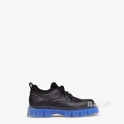 FENDI FORCE 黑色皮革系带鞋