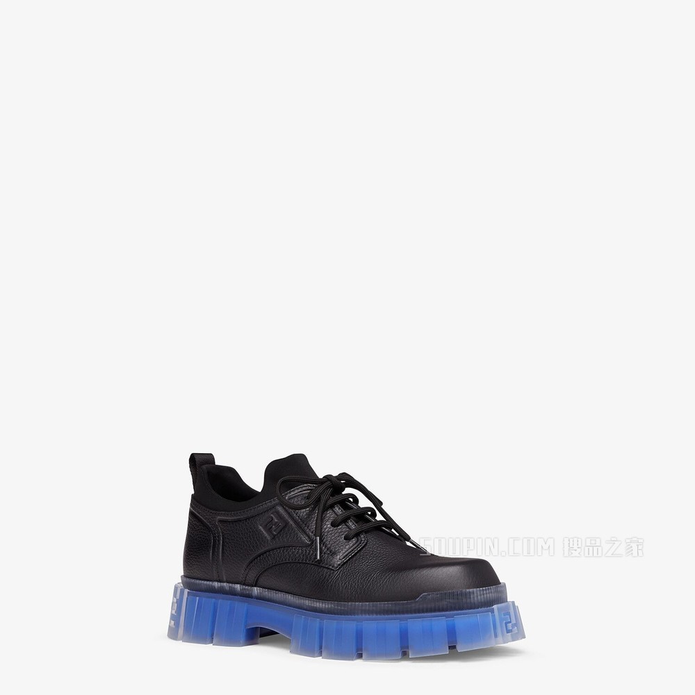 FENDI FORCE 黑色皮革系带鞋
