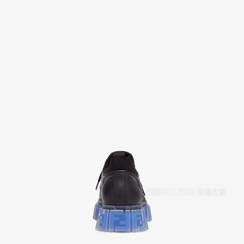 FENDI FORCE 黑色皮革系带鞋