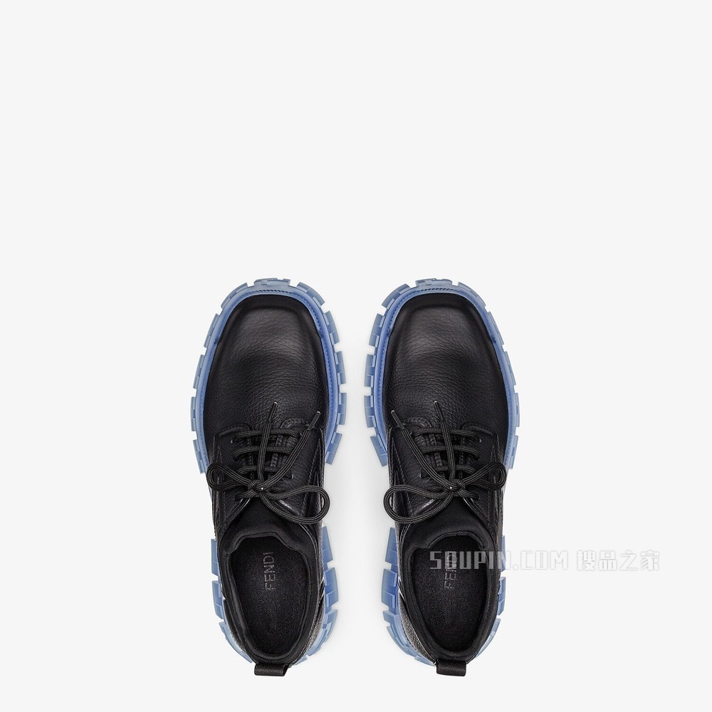 FENDI FORCE 黑色皮革系带鞋