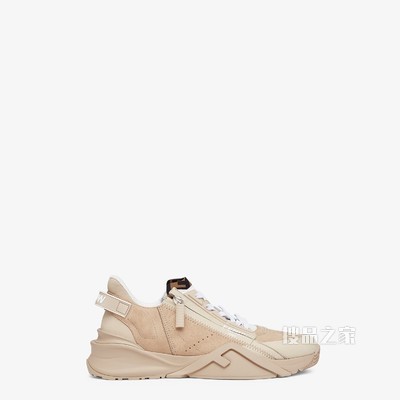 FENDI FLOW 米色麂皮低帮鞋
