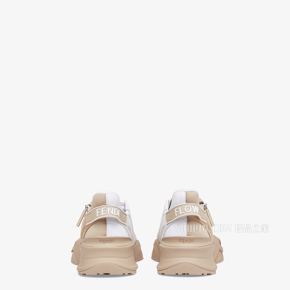 FENDI FLOW 米色麂皮低帮鞋