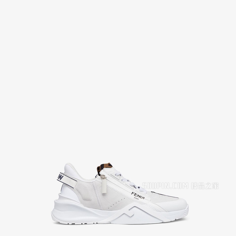 FENDI FLOW 白色麂皮低帮鞋